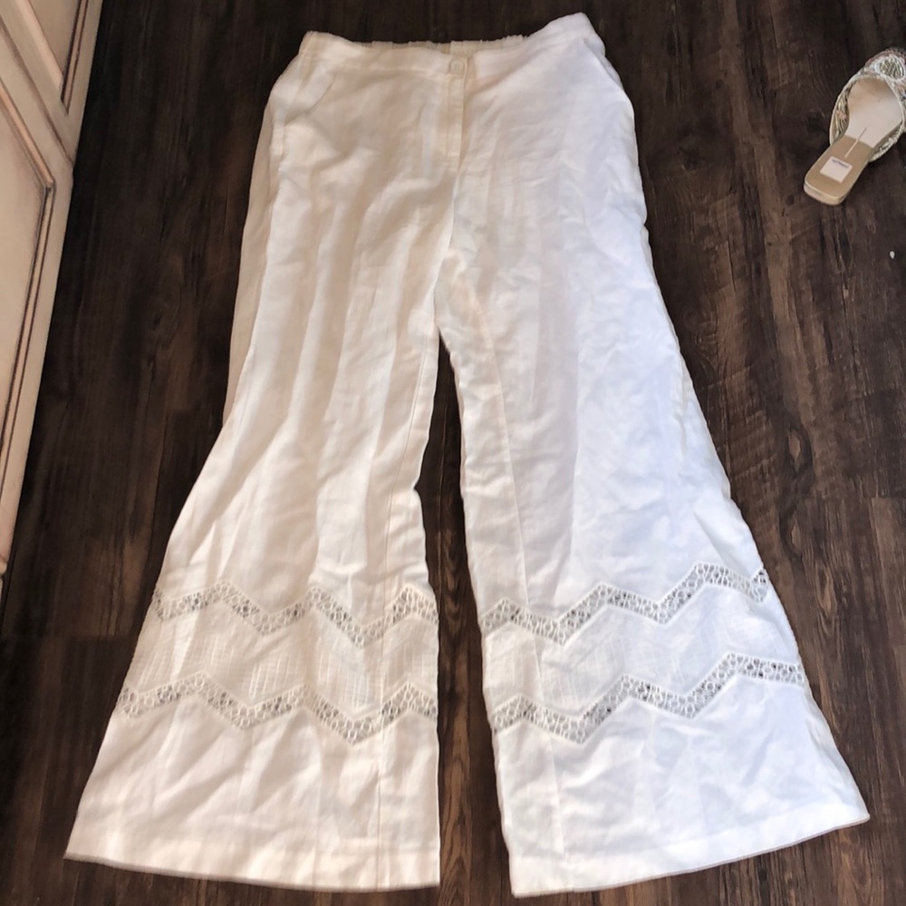 Anthropologie Linen Cotton Crochet Cut Out Flare - Picture 6 of 8